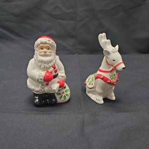Lennox Santa and Reindeer Salt and Pepper Shaker Set